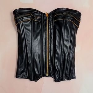 NWOT Faux Leather Corset Zipper Detail